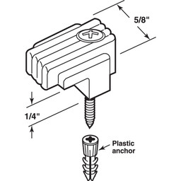 Mirror Clip, 1/4 in. Offset, Plastic, Clear, Includes Installation Fasteners (50 Pack)