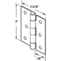 Screen Door Hinge, 
Aluminum, Brass Oilite Bearings, Pack of 2