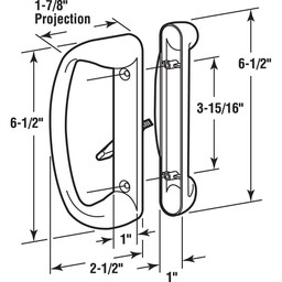 Sliding Glass Door Handle Set – Replace Old or Damaged Door Handles Quickly and Easily – Painted White Diecast, Mortise/Hook Style, Fits 3-15/16 in. Hole Spacing (1 Set)