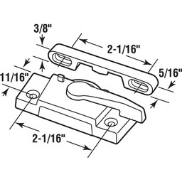 Sash Lock, 2-1/16 in. Hole Centers, Left-Hand, BetterBilt 350 Series Vertical Sliding Windows, Diecast Zinc, White (Single Pack)
