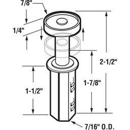 Spring-Loaded Bi-Fold Door Top Guide Wheel (2 Pack) Line Art