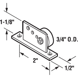 Tub Enclosure Roller and Bracket Assembly, 3/4 in., Oval Edge Nylon Tire, Steel Ball Bearings, Extruded Aluminum Bracket (2 Pack)