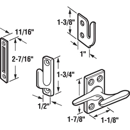Casement Lock, Brass, 3 Keepers, Screws (1 Set)