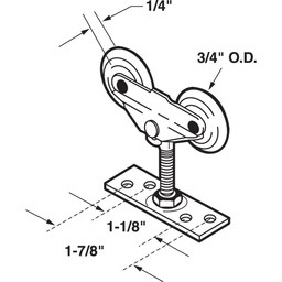 Top Mount Closet Door Tandem Roller Assembly (Single Pack)
