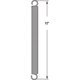 Extension Spring, 1 inch x 12 inches x .15, Steel, Single Loop, Open, Pack of 1