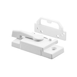 Sash Lock w/Face-Mount Keeper, 2-1/16 in. Hole Center Spacing, For Vertical Sliding Windows, Diecast Zinc, White (Single Pack)