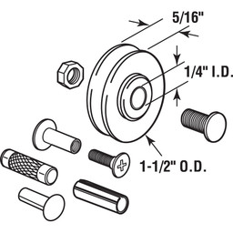 Steel Patio Sliding Door Roller Kit, 1-1/2 in. Concave Roller, White Plastic (2 Pack)