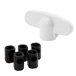 Operator Tee Handle, 1-1/8 in. x 2-3/8 in., Diecast, White, Universal (2 Pack)