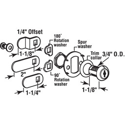Diecast Keyed Alike Drawer and Cabinet Lock – 3 Cams, Trim Collar, 2 Washers, 2 Keys and Fasteners – 1-1/8 in. Length for 13/16 in. Max Panel Thickness, Stainless Steel (Single Pack)