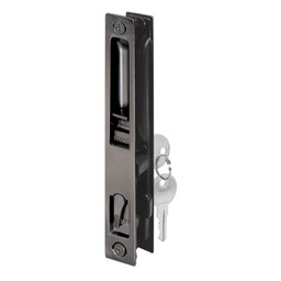 Diecast Keyed Patio Sliding Door Handle Set for 1 in. to 1-1/8 in. Thick Sliding Glass Doors, Black (Single Pack)