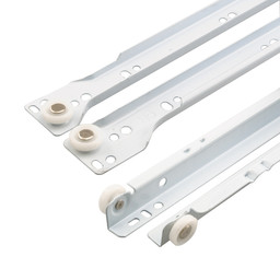 MP7211 |  Drawer Slide Kit – Replace Drawer Track Hardware – Self-Closing Design –Fits Most Bottom/ Side-Mounted Drawer Systems –17-3/4 In. Steel Tracks, Plastic Wheels, White (1 Pair)