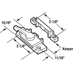Diecast Cam Action Window Sash Lock with Alignment Lugs, White (1 Set)