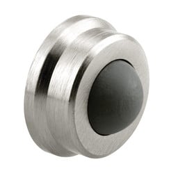 Wall Door Stop, 1 inch Diameter, Brushed Chrome, Rubber Bumper, Pack of 1