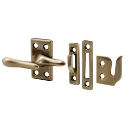Casement Lock, Antique Brass, 3 Keepers, Screws (1 Set)