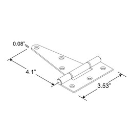 MP18678 |  Tee Hinge, 4 in., Hot Rolled Steel, Satin Nickel Finish, Heavy Duty (2 Pack)