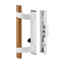 C 1128 |  Patio Door Mortise Style Handle, White Diecast with Wood Handle (Single Pack)