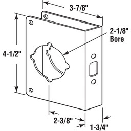 MP9455 |  Lock and Door Reinforcer, 1-3/4 In. x 2-3/8 In., Stainless Steel, Natural Finish (Single Pack)