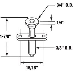 MP6611 |  Bi-Fold Door Guide Wheel, 3/4 in. Diameter, Nylon, Steel Base (2 Pack)