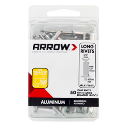 Arrow RLA3/16IP Long Aluminum 3/16-Inch Pop Rivets, 50-Pack