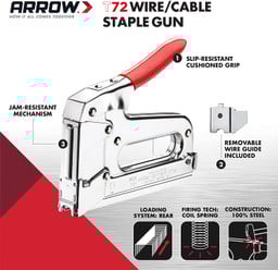 Arrow T72 Heavy Duty Wire & Cable Staple Gun, Insulated Staples