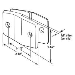 Alcove Clips with 1/8 in. off set, Chrome plated Zamak, (2 Pack)