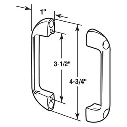 ADA Door Pulls, 3-1/2in. Hole Centers, Zamak (Cast Construction), Chrome Plated (Single Pack)
