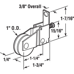 1 in.  Steel, Screen Door Roller Assembly with Polyethylene Roller, Moss (Single Pack)