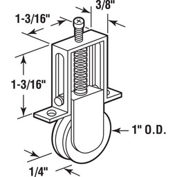 1 in. Nylon Spring-Loaded Rollers for Sliding Screen Doors, for Columbia (2 Pack)