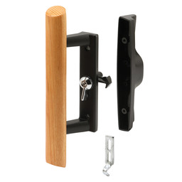 Black Diecast with Hardwood Handle Surface Hook Sliding Patio Door (Single Pack)