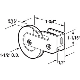 1-1/2 in. Steel, Sliding Door Roller Assembly, for Ador and Hilite (Single Pack)