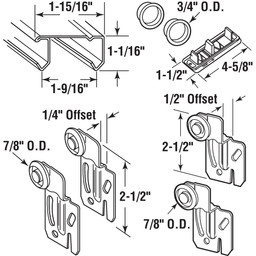  48 inch Bi-Pass Closet Door 
Track  and Hardware for 2 Doors, 1 kit per carton