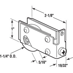 1-1/4 in. Steel Ball Bearing Door Roller Assembly, for Viking (Single Pack)