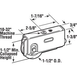 1-1/2 in. Steel Roller Assembly with Ball Bearing and Plain Back Housing, for Air Control, Howmet, Krestmark (Single Pack)