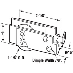 1-1/8 in. Steel, Sliding Door Roller Assembly with F-Tab (Single Pack)