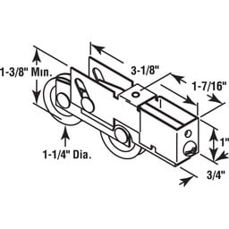 1-1/4 in. Steel Ball Bearing Sliding Door Tandem Roller Assembly, for Milgard (Single Pack)