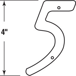 4 in. House Number 5, Diecast, Brass Finish (2 Pack)