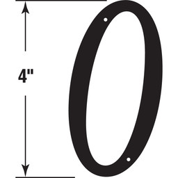 4 in. House Number 0, Diecast, Black Finish (2 Pack)