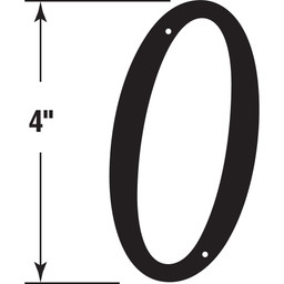 4 in. House Number 0, Diecast, Black Finish (5 Pack)