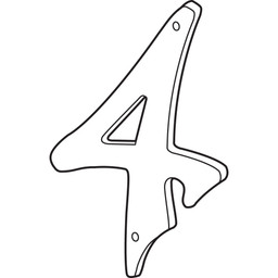 3 in. House Number 4, Plastic, Black with Nails (2 Pack)