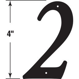 4 in. House Number 2, Diecast, Black Finish (2 Pack)