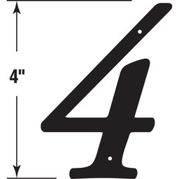 4 in. House Number 4, Diecast, Black Finish (5 Pack)