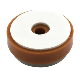  1 in. Round Caramel Plastic Color Self Stick or Screw On, Floor Bumpers (8 Pack)
