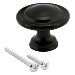  1-3/8 in. Bi-Fold Door Knobs, Matte Black Finish (Single Pack)