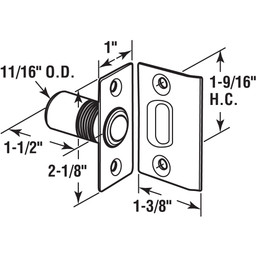  11/16 in. Solid Brass Housing and Plates w/Steel Ball Catch and Inner Spring for Hinged Doors (Single Pack)