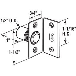  Ball Bullet Catch and Strike, Satin Nickel Finished Solid Brass (Single Pack)