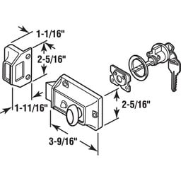 Brass and Cylinder Keyed Door Lock Line Art