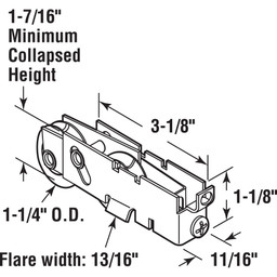 1-1/4 in. Steel, Sliding Door Tandem Roller Assembly with F-Tab (Single Pack)