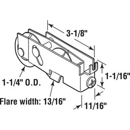 1-1/4 in. Stainless Ball Bearing Tandem Roller Assembly, C-Tab (Single Pack)