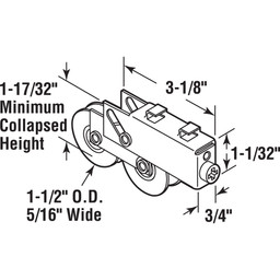 1-1/2 in. Steel Ball Bearing Plain Back Sliding Door Tandem Roller Assembly for Smith and Carry (Single Pack)