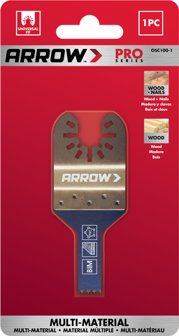 Arrow OSC100-1 Fine Detail Blade for Use with Oscillating Tools, Cuts Wood, Wood with Nails, PVC, Drywall, 3/8 Inch, 1-Piece